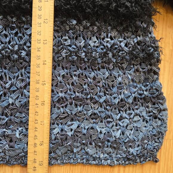 Leith Womens Open Knit Fuzzy Striped Crochet Sweater S Fairy Grunge Indie Boho - Picture 10 of 11